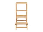 Wooden learning tower with two steps and safety rails