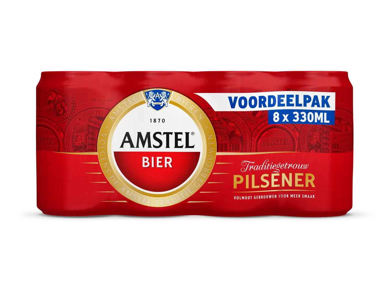 Rood multipack van 8 bieren van 330 ml met traditioneel pilsener.