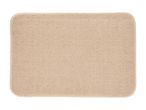 Rectangular beige bath mat with rounded corners and a textured surface.
