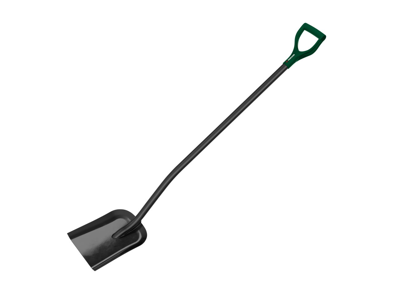 Tuinschep met zwarte steel en groen D-handvat