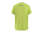 Lime green short-sleeved sports t-shirt with a reflective strip on the back.