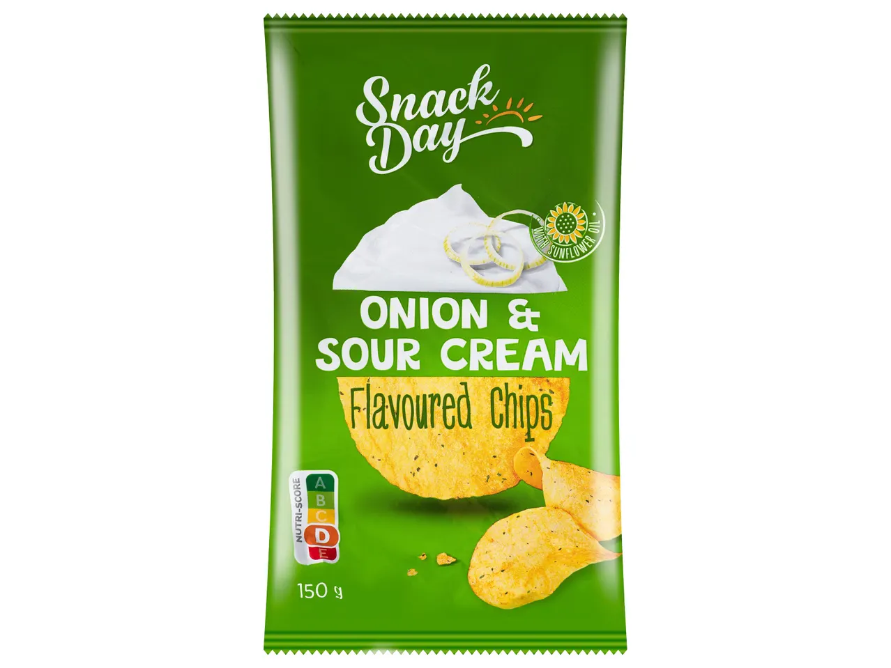 Snack Day hagyma és tejfölös ízesítésű chips.