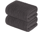 Two dark gray towels stacked.