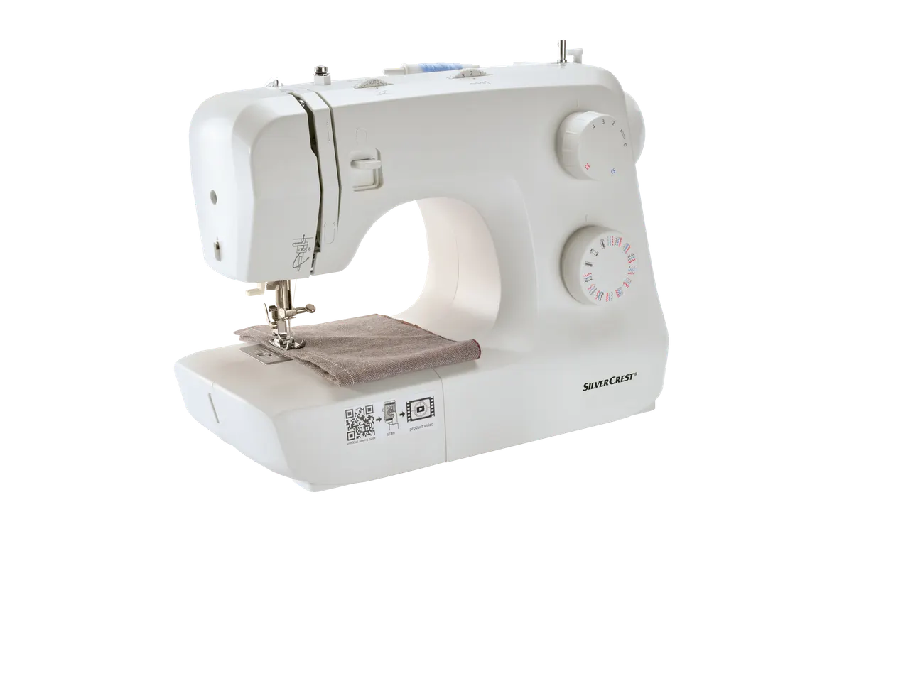 LIVARNO home Sewing Machine with fabric under the needle, SilverCrest branding