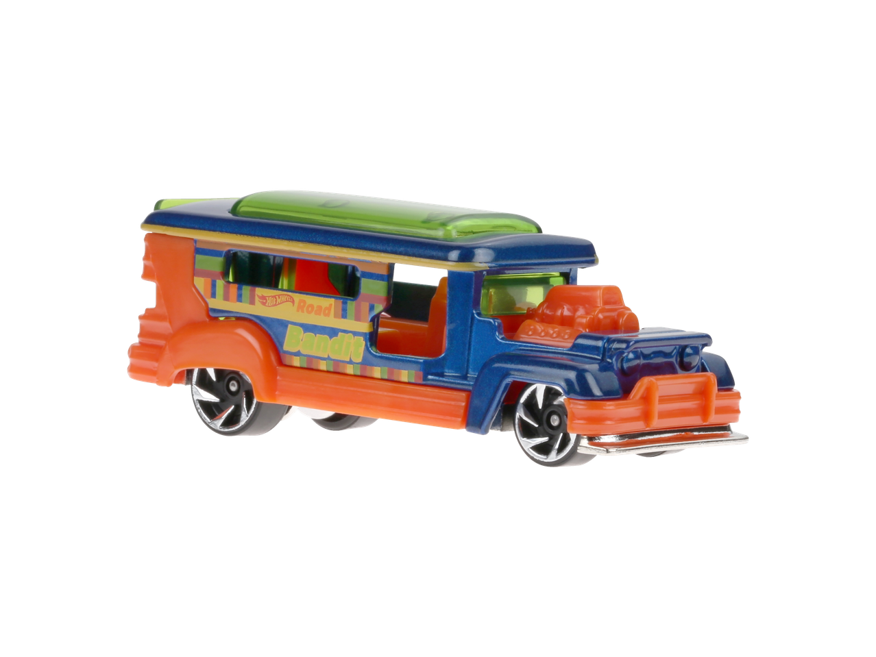 Παιχνιδοφόρο αυτοκίνητο Hot Wheels Road Bandit, ένα ζωντανό μπλε και πορτοκαλί όχημα με μοναδικό σχεδιασμό.