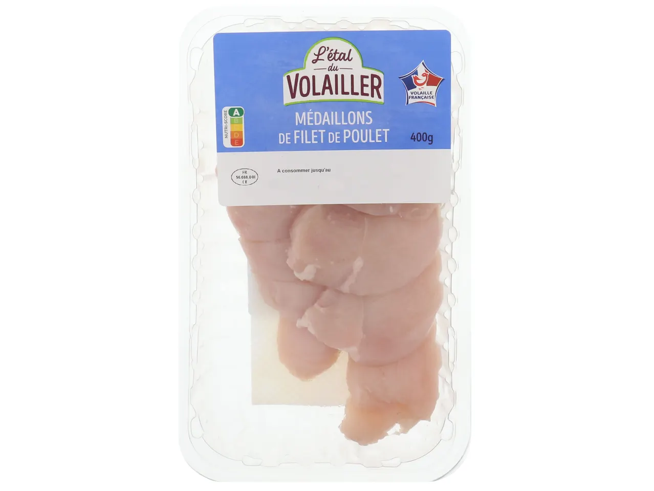 Médaillons de filet de poulet L’étal du volailler, 400g.