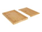 Bamboo serving tray and bread board.