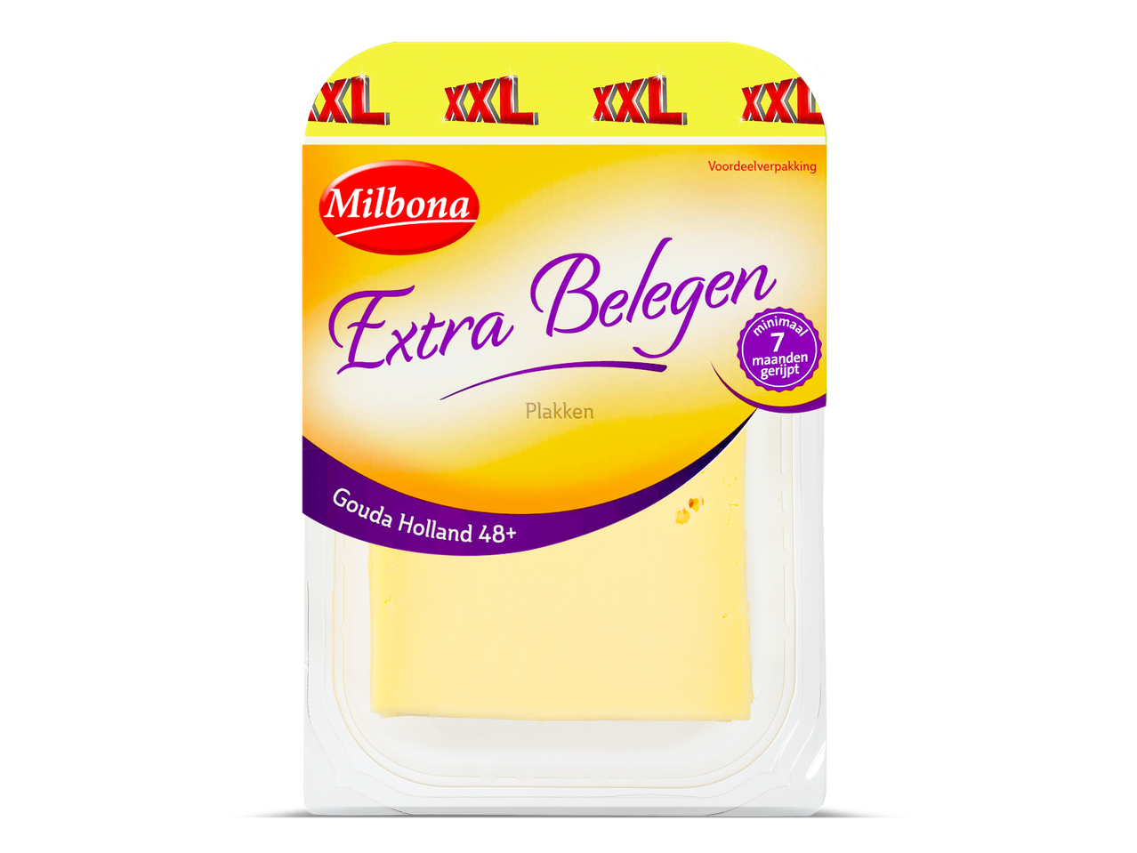 Verpakking extra belegen Goudse kaasplakken, minimaal 7 maanden gerijpt, met XXL-voordeelverpakking.