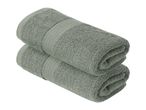 Two folded grey towels stacked on top of each other