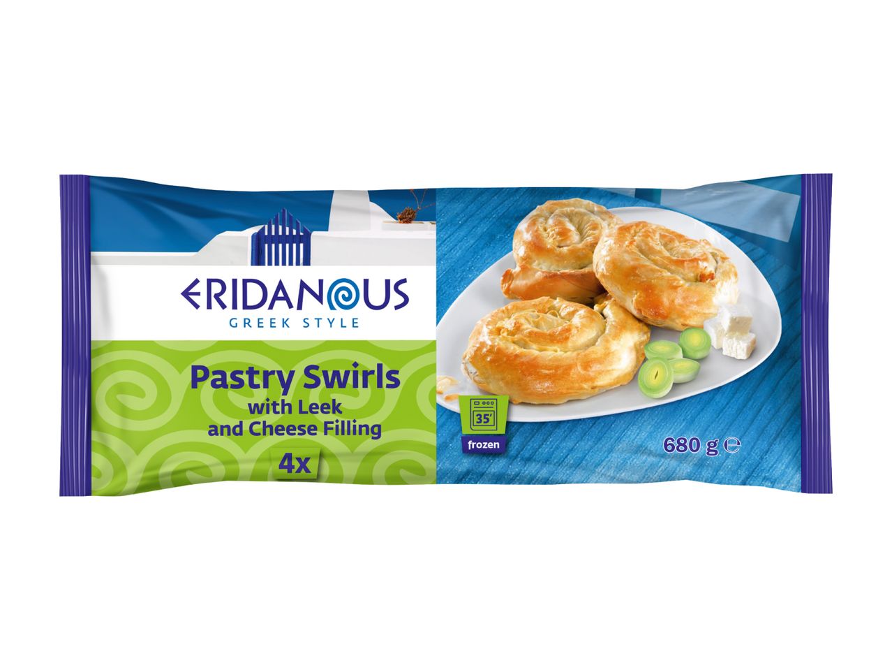 ERIDANOUS Greek Style Pastry Swirls with Leek and Cheese Filling, 680g