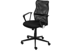 Cadeira ergonómica LIVARNO com encosto e assento em malha preta, com rodas.