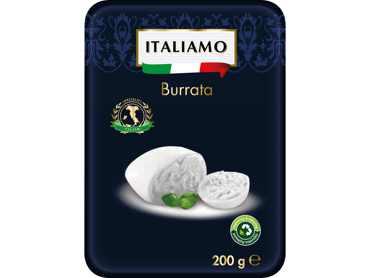 Italiamo Burrata, 200g, italiensk specialitet.