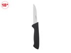 An 18' paring knife with a black handle.
