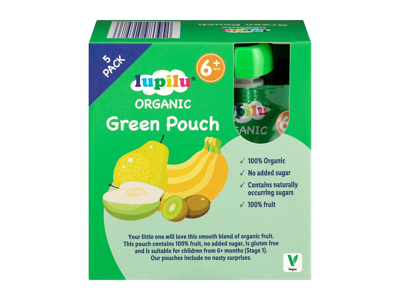 Go to full screen view: Lupilu Organic Baby Green and Yellow Pouch - Image 2