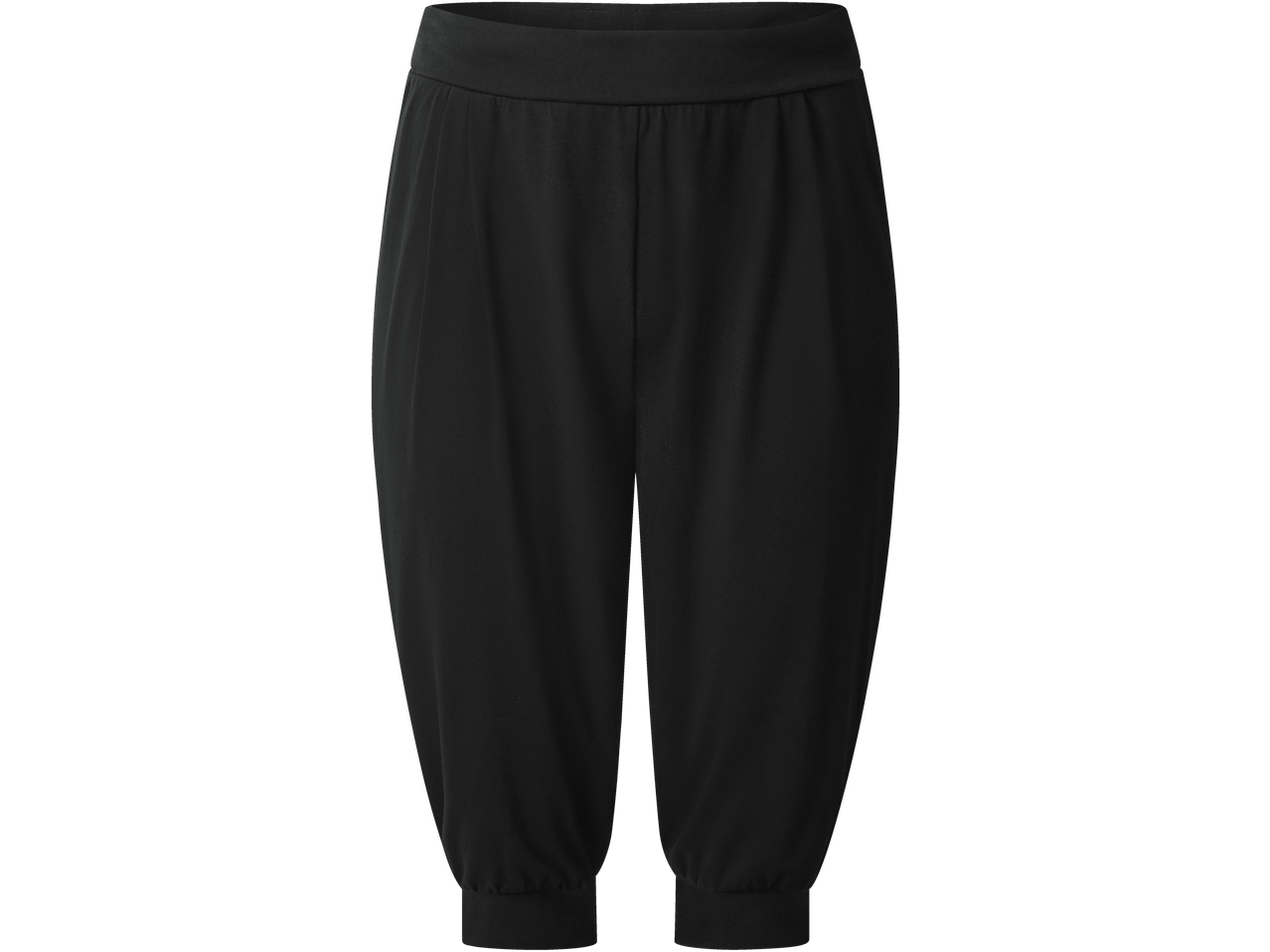 ESMARA ženske crne hlače s elastičnim pojasom i manžetama na gležnjevima.