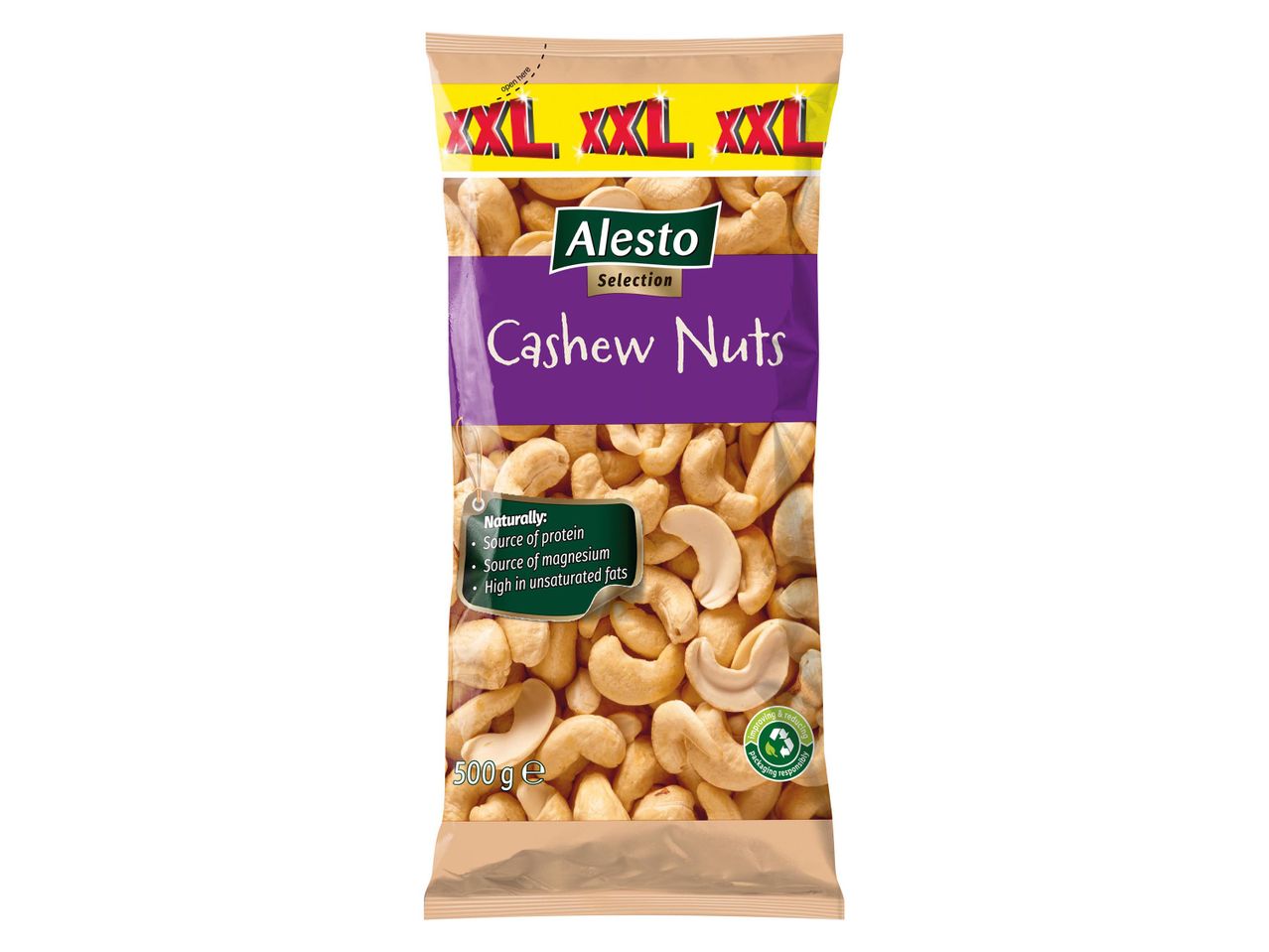 Alesto Selection XXL nagy cashew dió 500g-os csomagolásban.