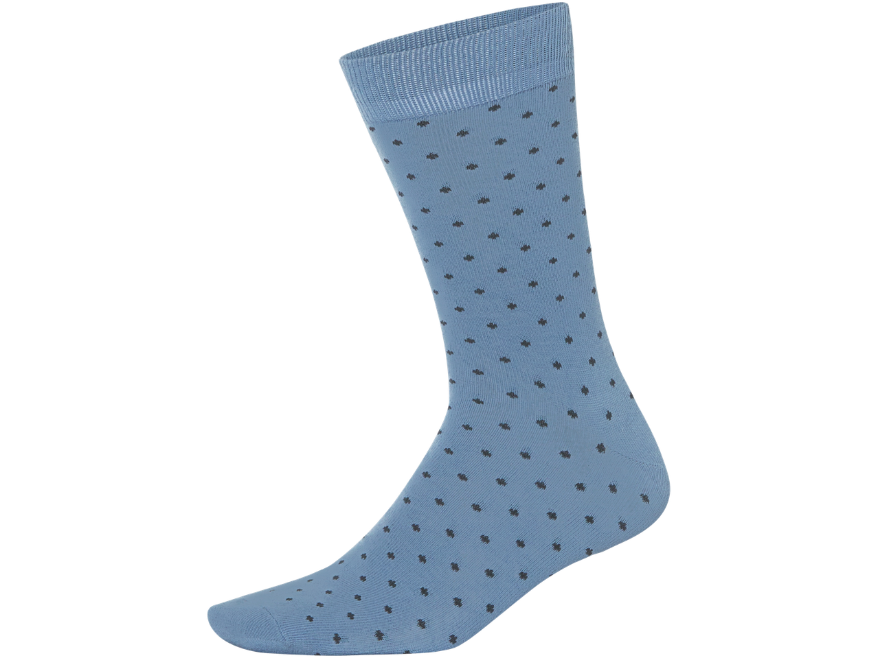 Calze blu con pois blu scuro.