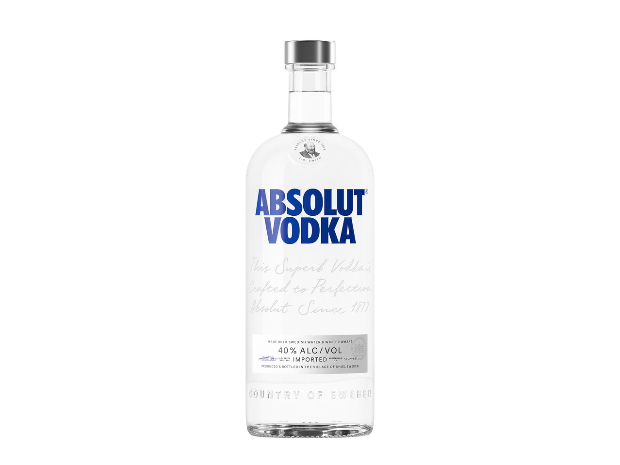 Vodka üveg, 40% alkoholtartalommal, svéd vízből és téli búzából készült.