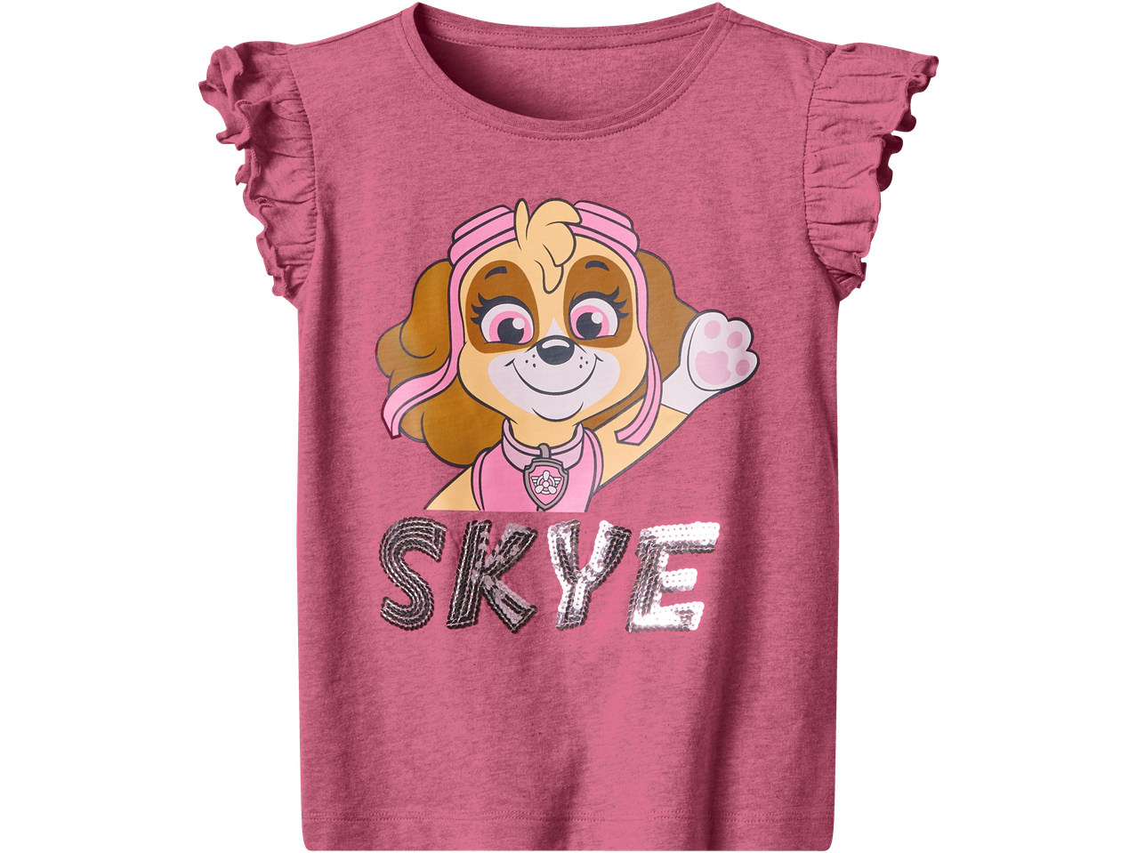 Rosa t-shirt för flickor med Skye från Paw Patrol.