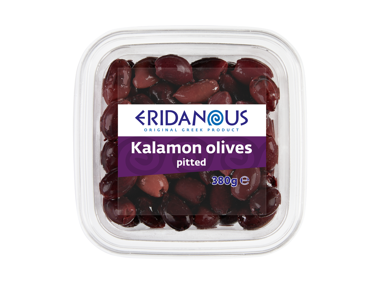Barquette de 380g d'olives Kalamon dénoyautées, produit grec original.