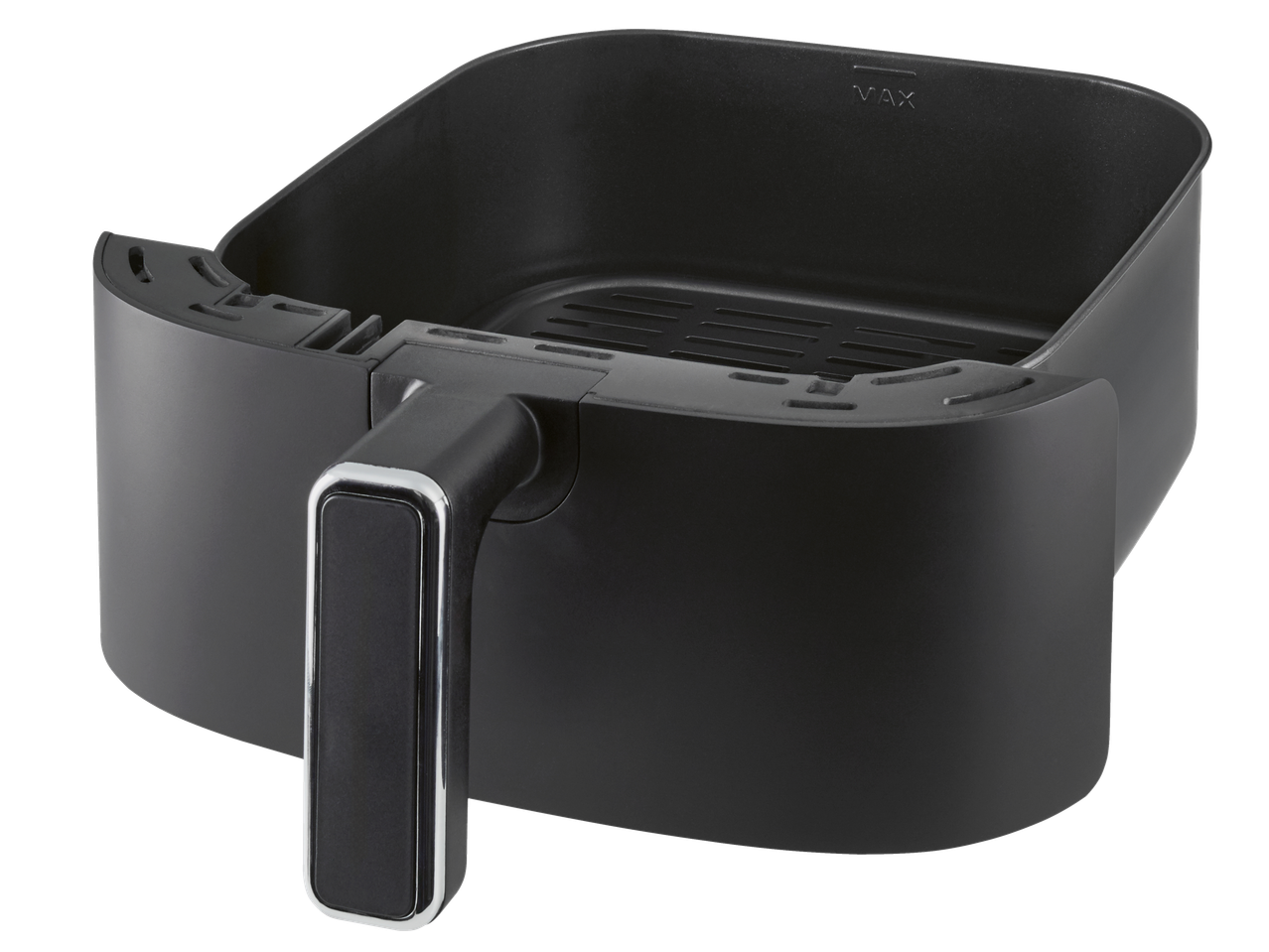 A SILVERCREST® dupla légkeveréses sütő fekete belső kosara fogantyúval és „MAX” szintjelzéssel.