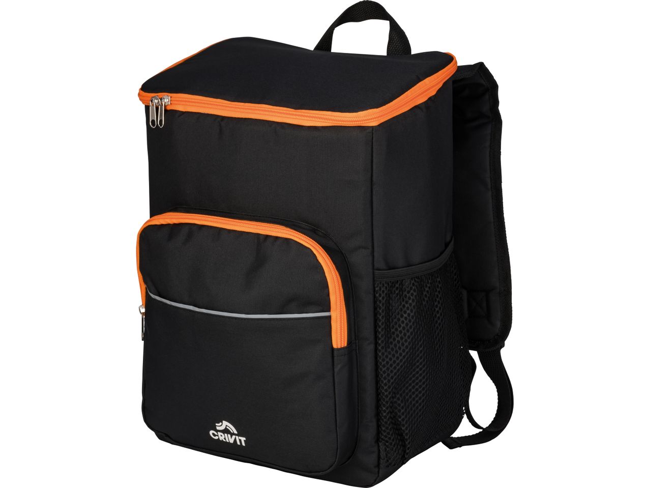 A black and orange CRIVIT Cool Bag Backpack, 14L