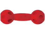 Um haltere Nerf vermelho para cães com formato de bola de futebol.