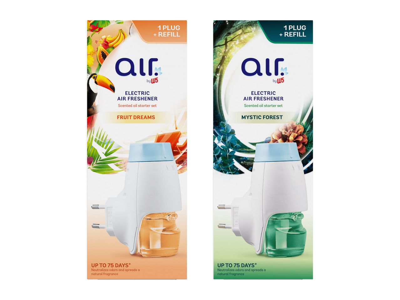 Seturi Air Wick de odorizante electrice cu arome Fruit Dreams și Mystic Forest.