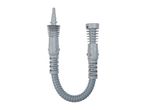 Grey flexible hose with ribbed sections and connectors, bent into a U-shape.