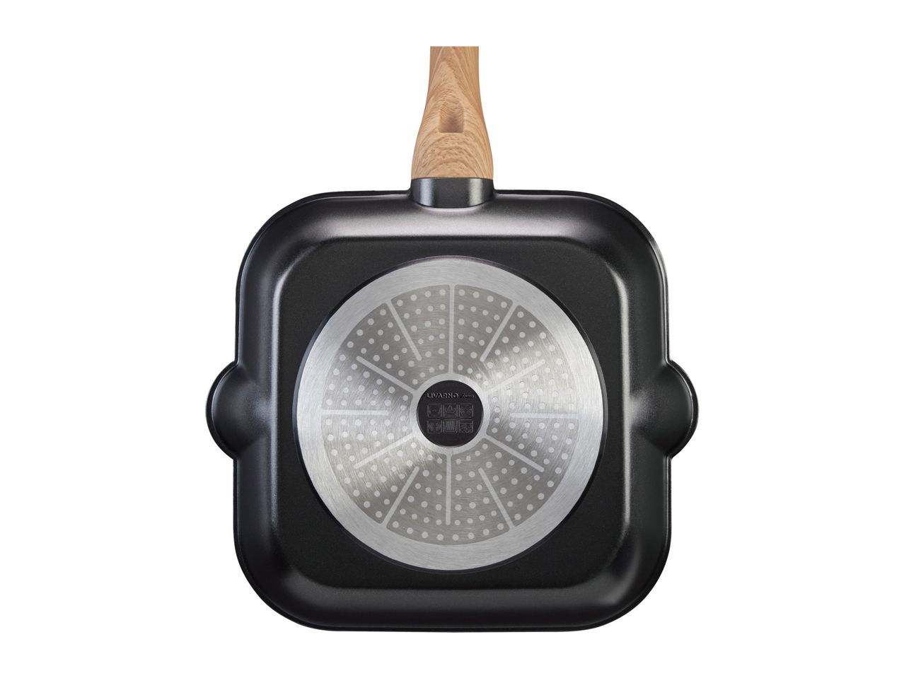 Livarno Home frying pan with wooden handle.