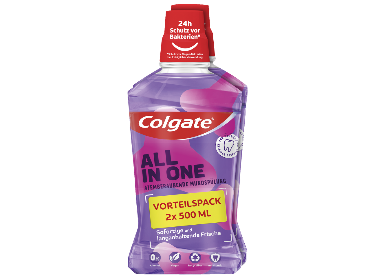 Colgate All in One Mundspülung, 2x 500ml, 24h Bakterienschutz.