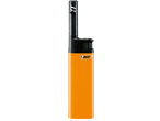 Briquet torche orange avec tête noire et fentes d'aération.