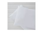 Two white pillows resting on a white quilted mattress.