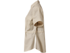 Camisa bege de linho, manga curta com bolsos.