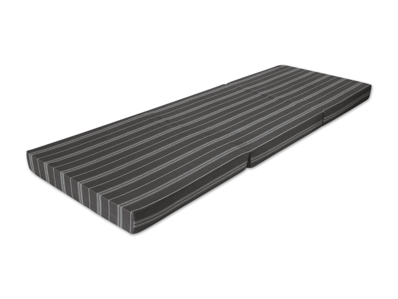 Graue, gestreifte Matratze mit Falten