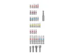 A set of screwdriver bits and nut setters, including flathead, Phillips, Torx, and hex types.