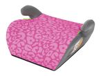 Pink leopard print booster car seat with grey armrests