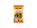 Orlando Meaty Rolls dog treats with poultry, 135g, featuring a happy border collie.