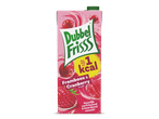Een pakje framboos- en cranberrydrank met 1 kcal per 100 ml, met de tekst 'Heerlijk verfrissend & boordevol smaak!'.