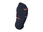 Dark blue sock with orange fox pattern