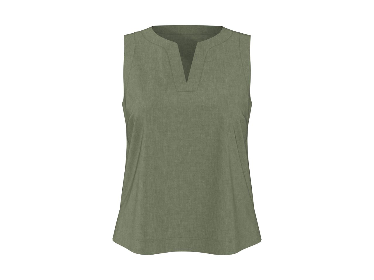Sleeveless green top with a V-neckline