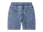 Blue denim shorts with an elasticated waistband and two back pockets.