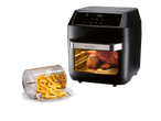 Air fryer SilverCrest com frango assado e batatas fritas.