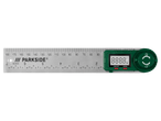Um transferidor digital Parkside com display verde e régua prateada.