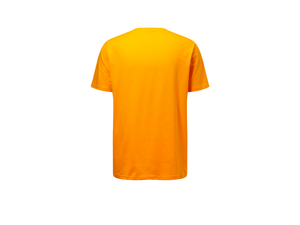 Camiseta laranja, vista de trás.