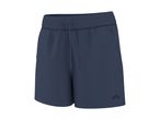 Dark blue men's athletic shorts with a drawstring waist and a small logo on the left leg.