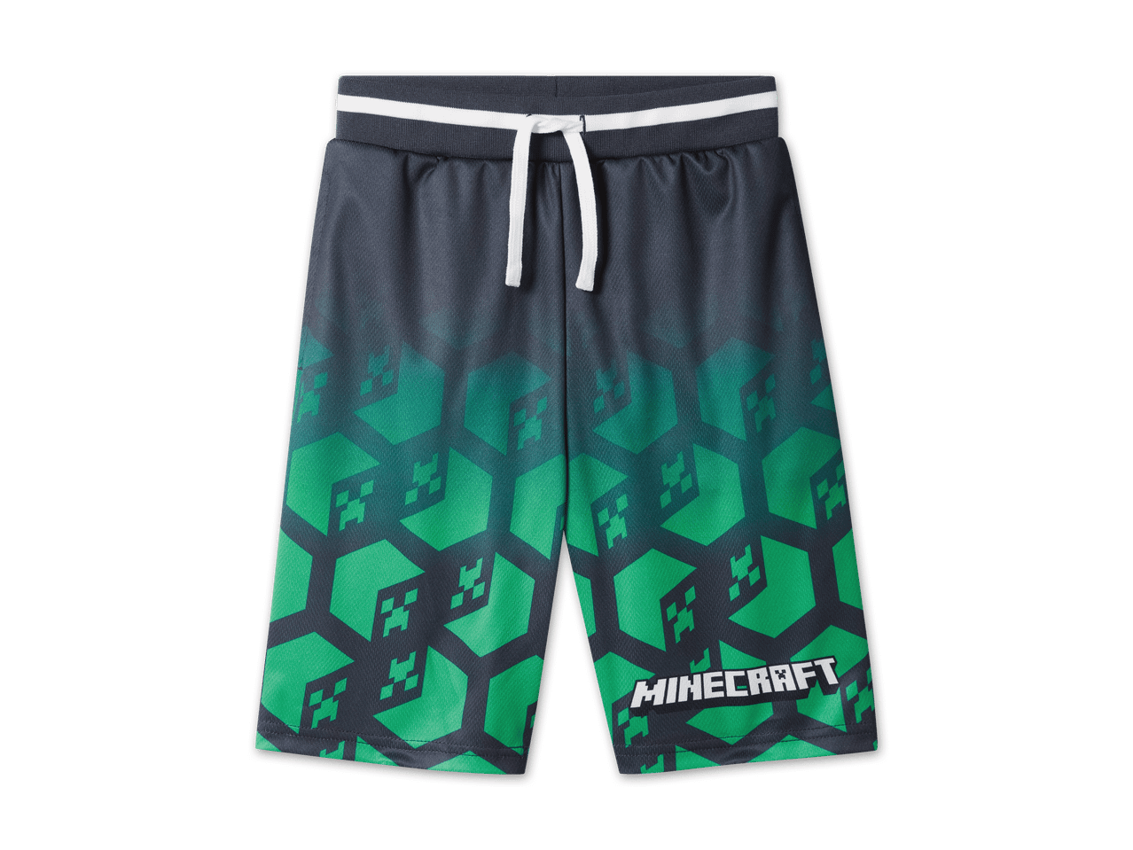 Minecraft Shorts mit grünem Muster.