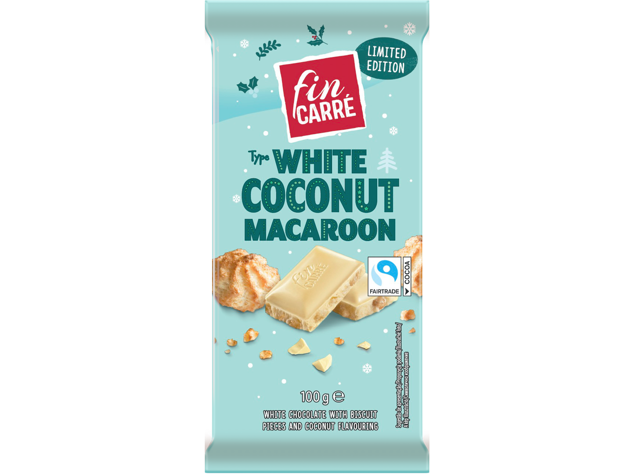 Fin Carré baltas šokoladas su kokosų skonio sausainiais, „Limited Edition“.