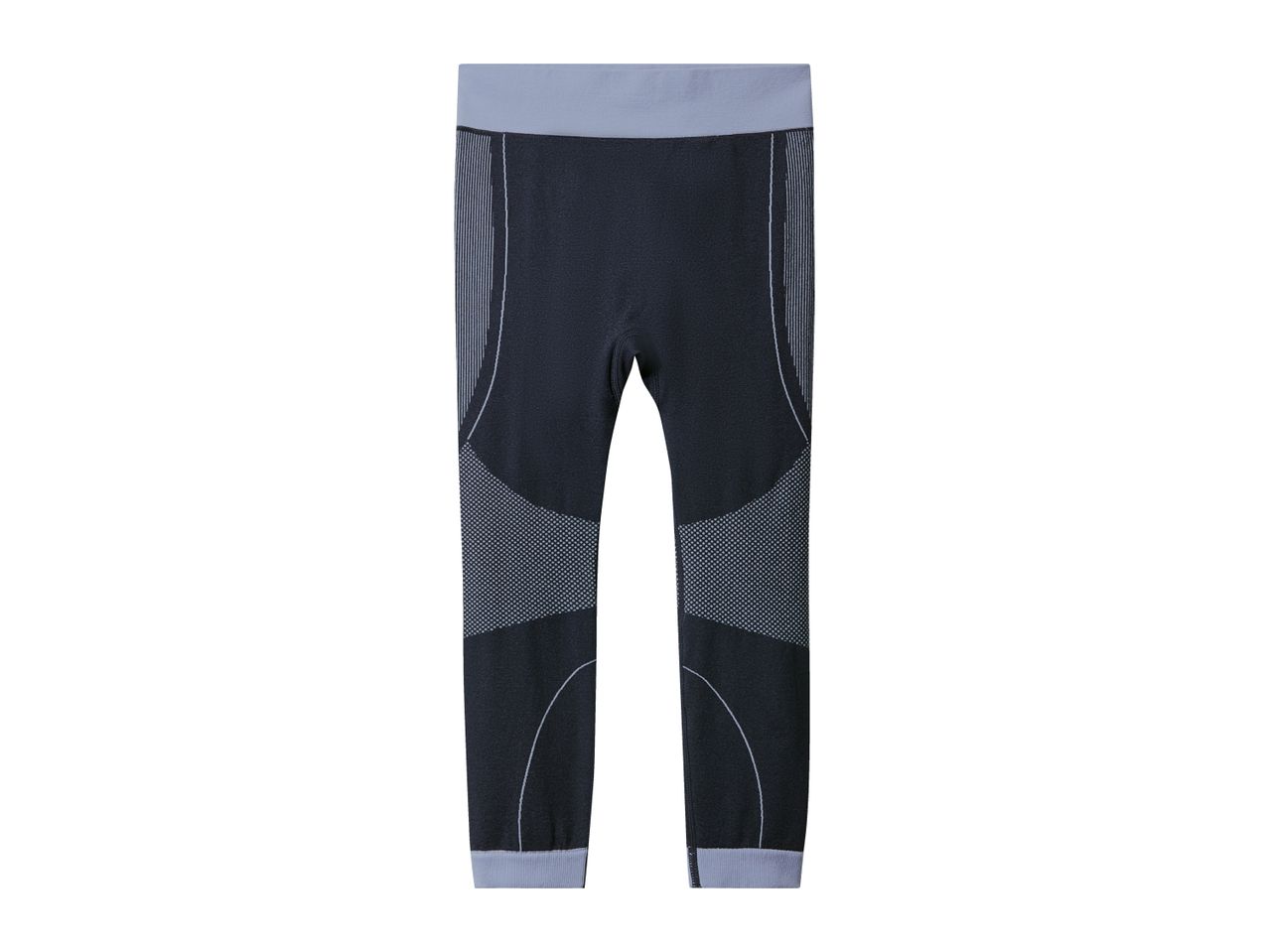 Black and grey athletic leggings with textured patterns