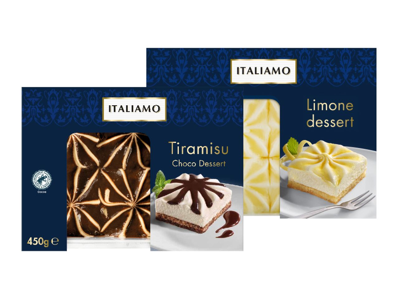 ITALIAMO: Tiramisù e dessert al Limone, confezioni da 450g.